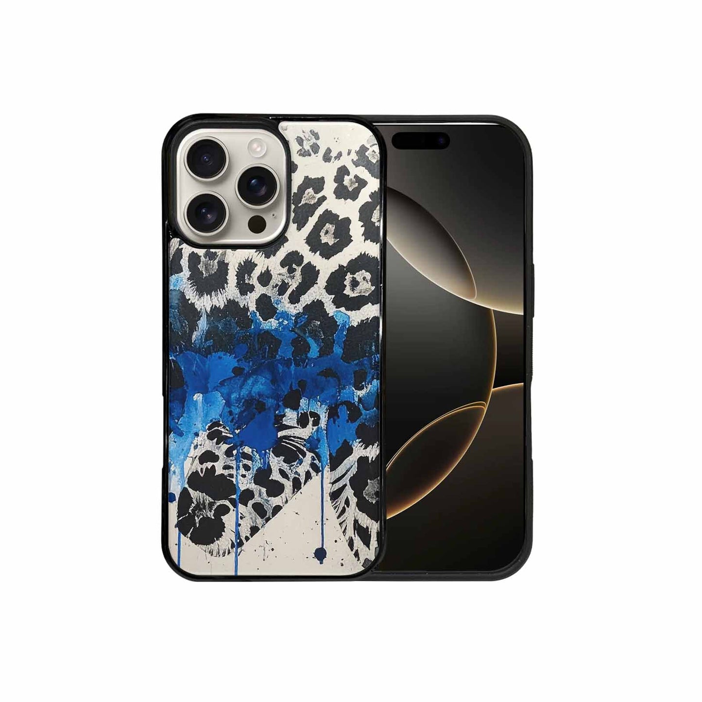 iPhone 16 Pro Max Case — Animal Print Black Blue Ink Animal, Custom Made Phone Cover