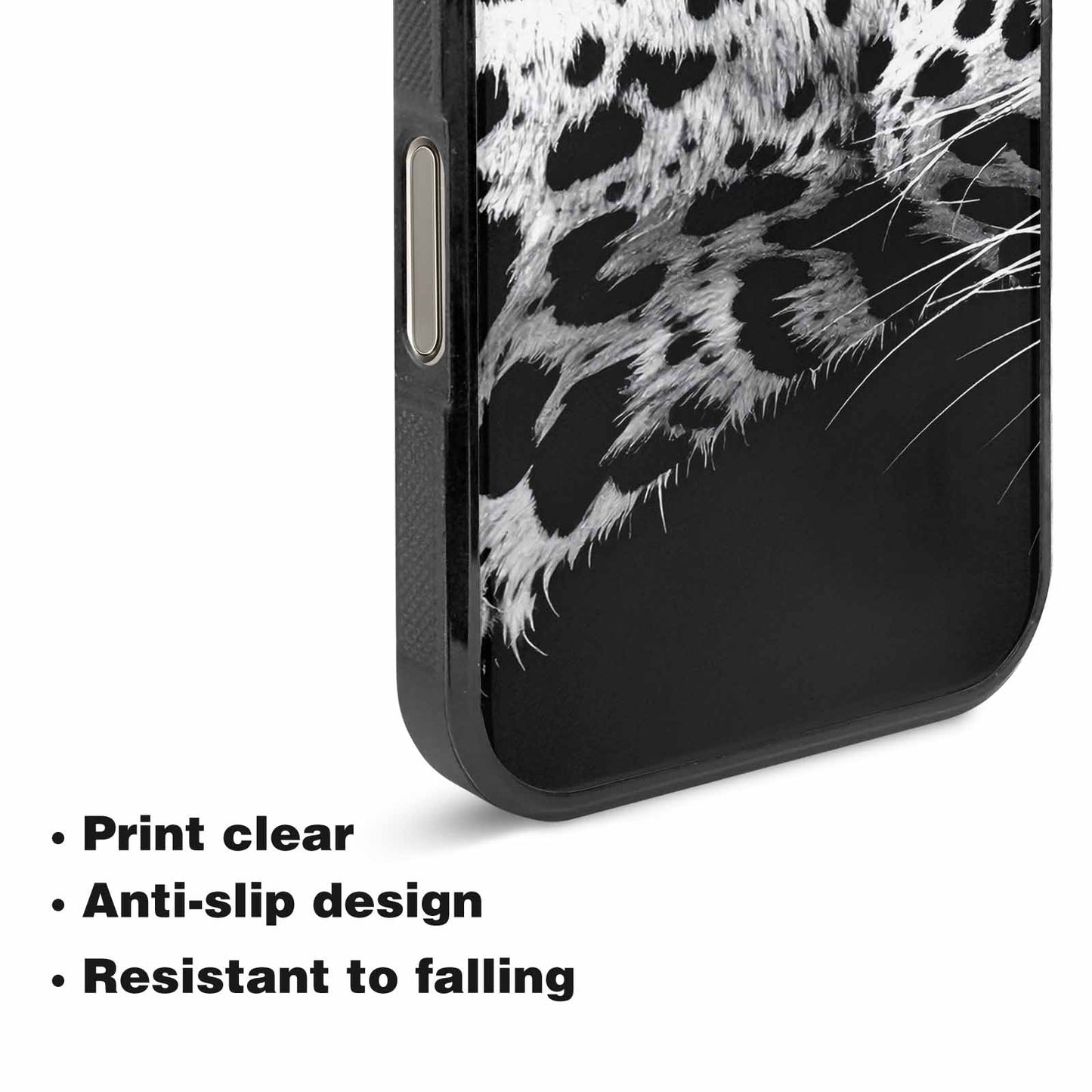 iPhone 16 Pro Case — Leopard Print Black And White Style, Unique Phone Case Design