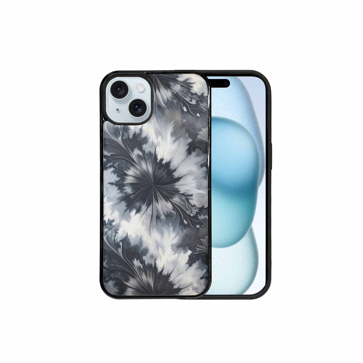 iPhone 15 Plus Case — Tie Dye Black And Gray Blended, Custom Print Case Cover