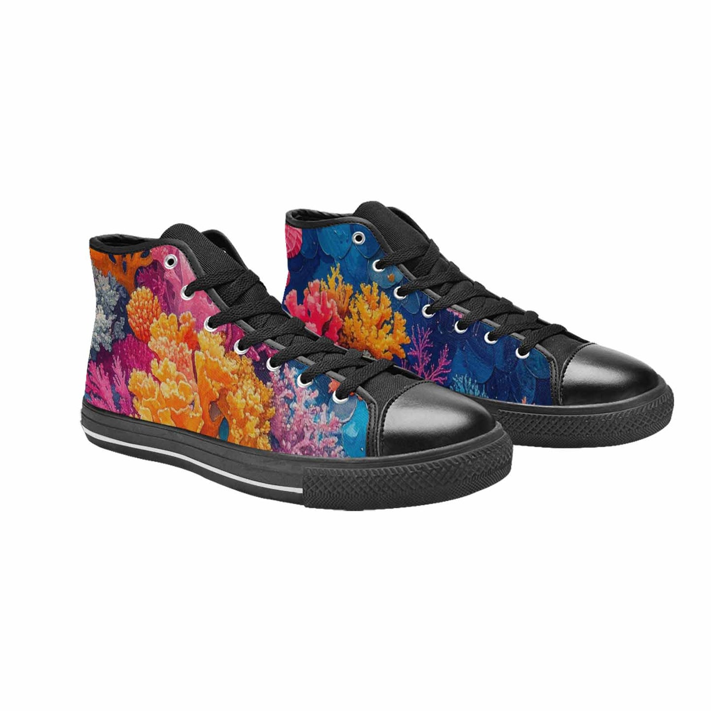 WOMEN'S Fish Scale Coral High Top Canvas Surreal Sneakers