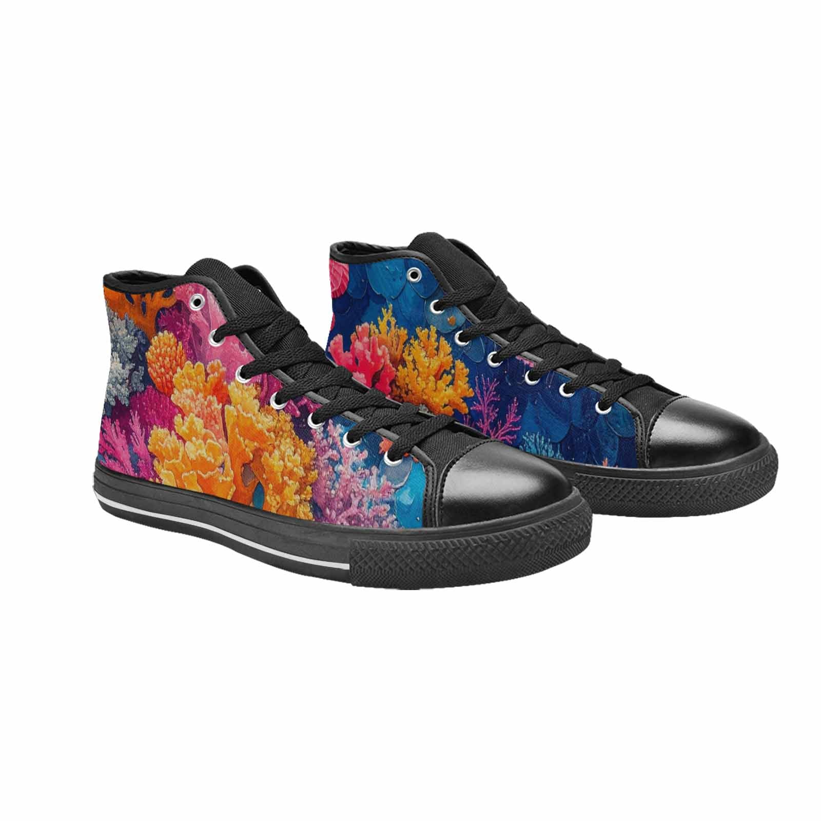 WOMEN'S Fish Scale Coral High Top Canvas Surreal Sneakers