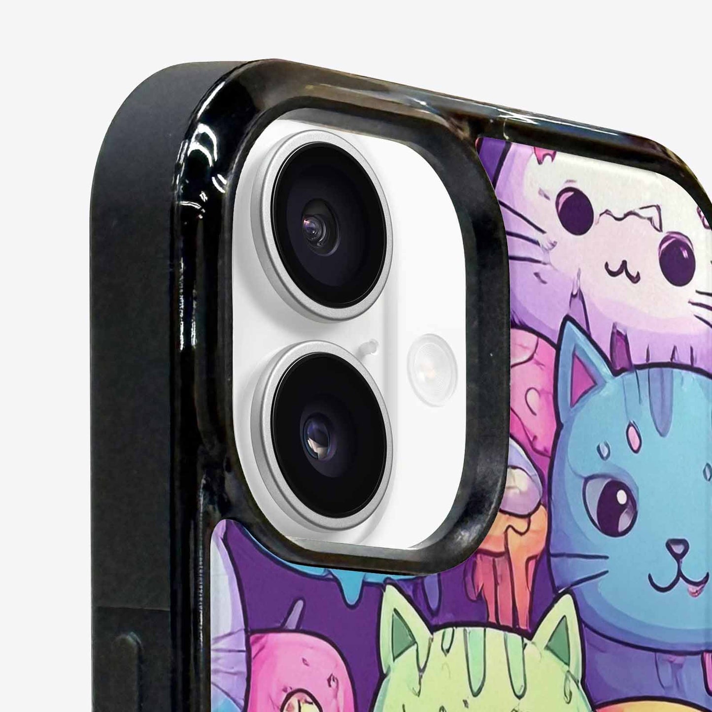 iPhone 16 Case — Pastel Gore Cat Character Pattern Hundreds, Custom Print Case Cover