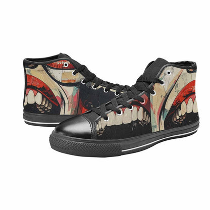 MEN'S Googly Cartoon Mouths High Top Canvas Vibrant Chaos Custom Sneakers