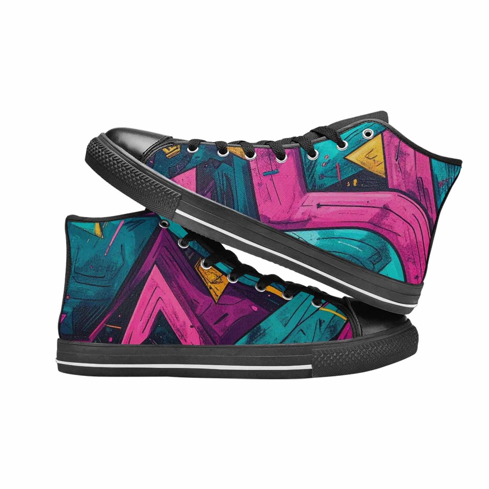 MEN'S 80S Retro Print High Top Canvas Neon Fantasy Sneakers