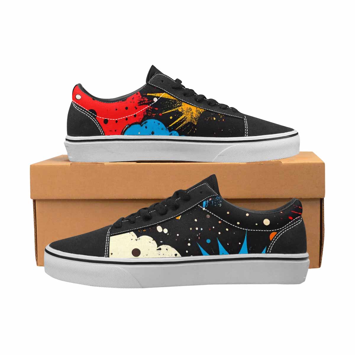 WOMEN'S Comic Book Halftone Canvas Lace-Up Cottagecore Custom Sneakers