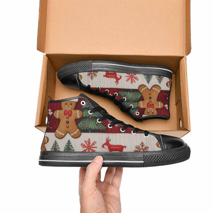 MEN'S Christmas Holly Snowflake High Top Canvas Cottagecore Custom Shoes