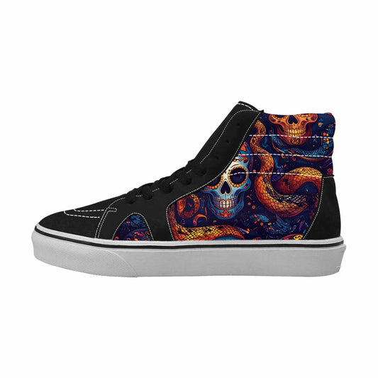 WOMEN'S Snake Skulls Print High Top Canvas Neon Fantasy Shoes