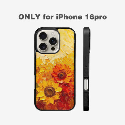 iPhone 16 Pro Case — Impressionist Sunflower Brushstroke Pattern Hundreds Of, Custom Art Phone Cover
