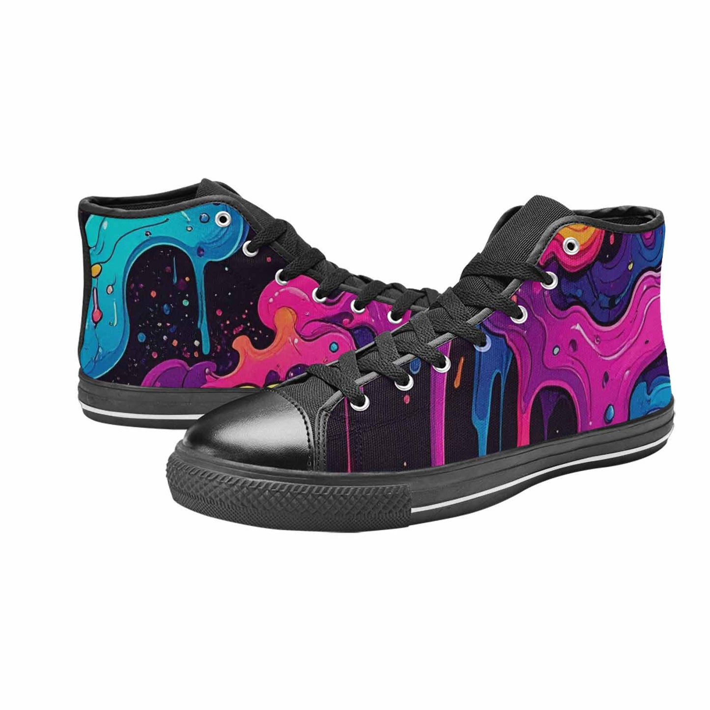 WOMEN'S Neon Drip Galaxy High Top Canvas Dark Academia Custom Sneakers