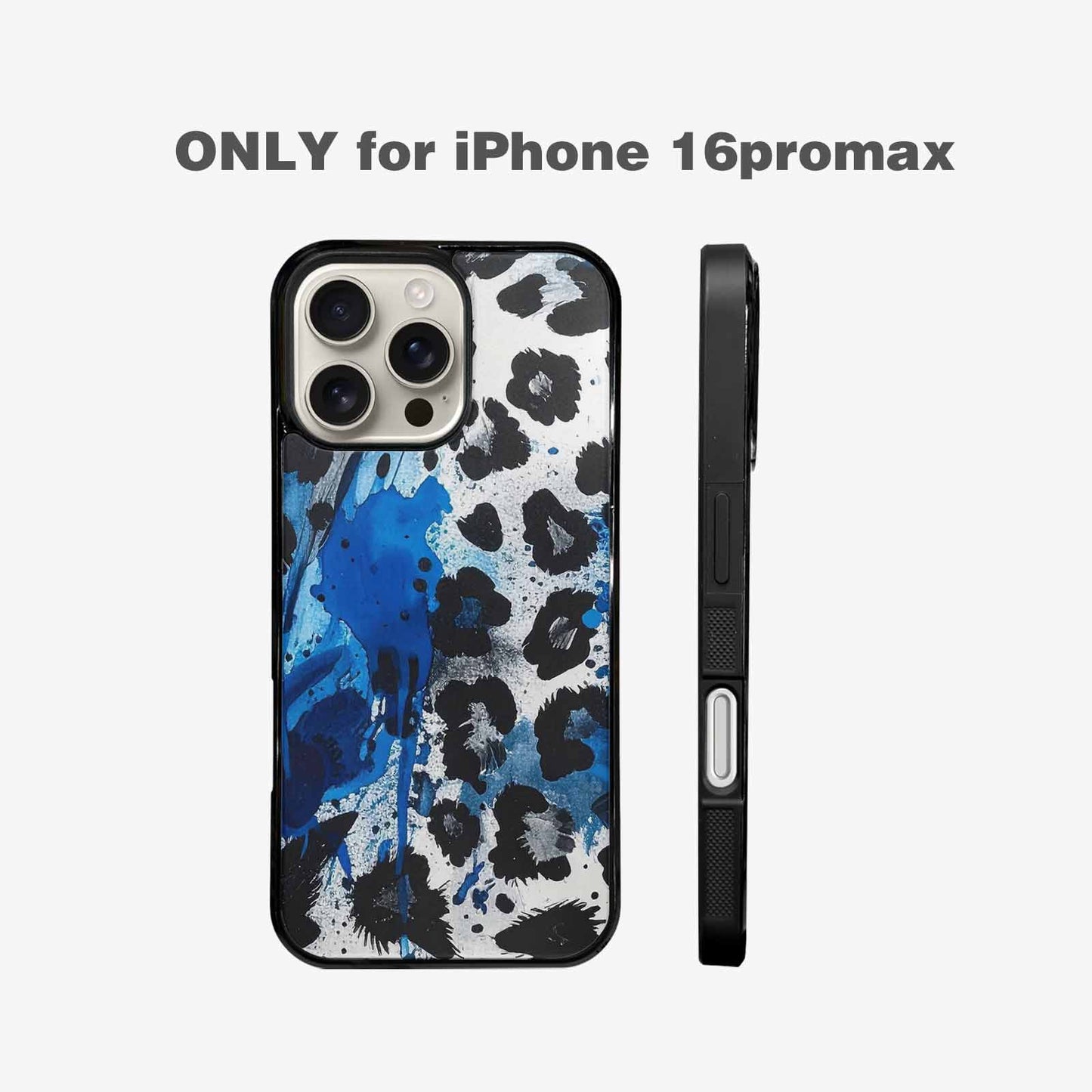 iPhone 16 Pro Max Case — Animal Print Black Blue Ink Animal, Custom Phone Case
