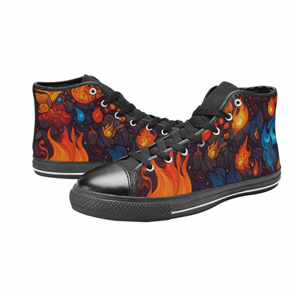 WOMEN'S Fire Flame High Top Canvas Surreal Sneakers