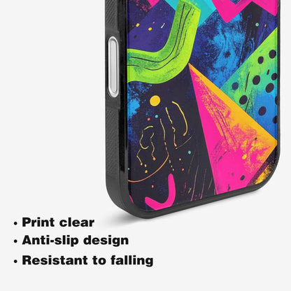 iPhone 16 Case — Memphis Squiggles Triangles Dots Personalized Phone, Custom Made Phone Cover