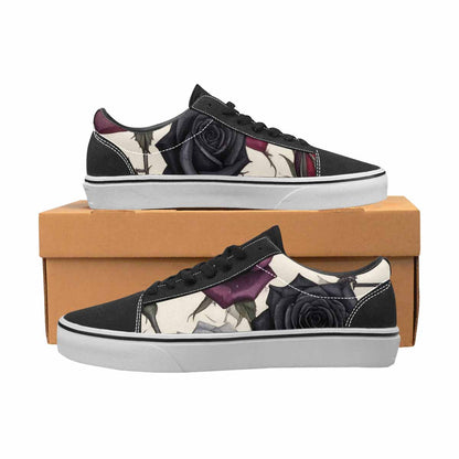 MEN'S Black Gothic Rose Canvas Lace-Up Aesthetic Shoes