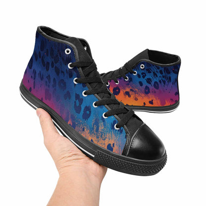 MEN'S Leopard Print Gradient High Top Canvas Surreal Sneakers