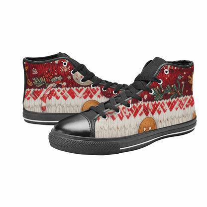 MEN'S Christmas Holly Snowflake High Top Canvas Aesthetic Custom Shoes