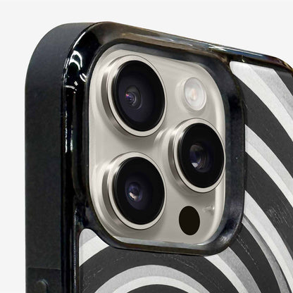iPhone 15 Pro Max Case — Hypnotic Spiral Optical Illusion Motif High, Custom Art Phone Cover