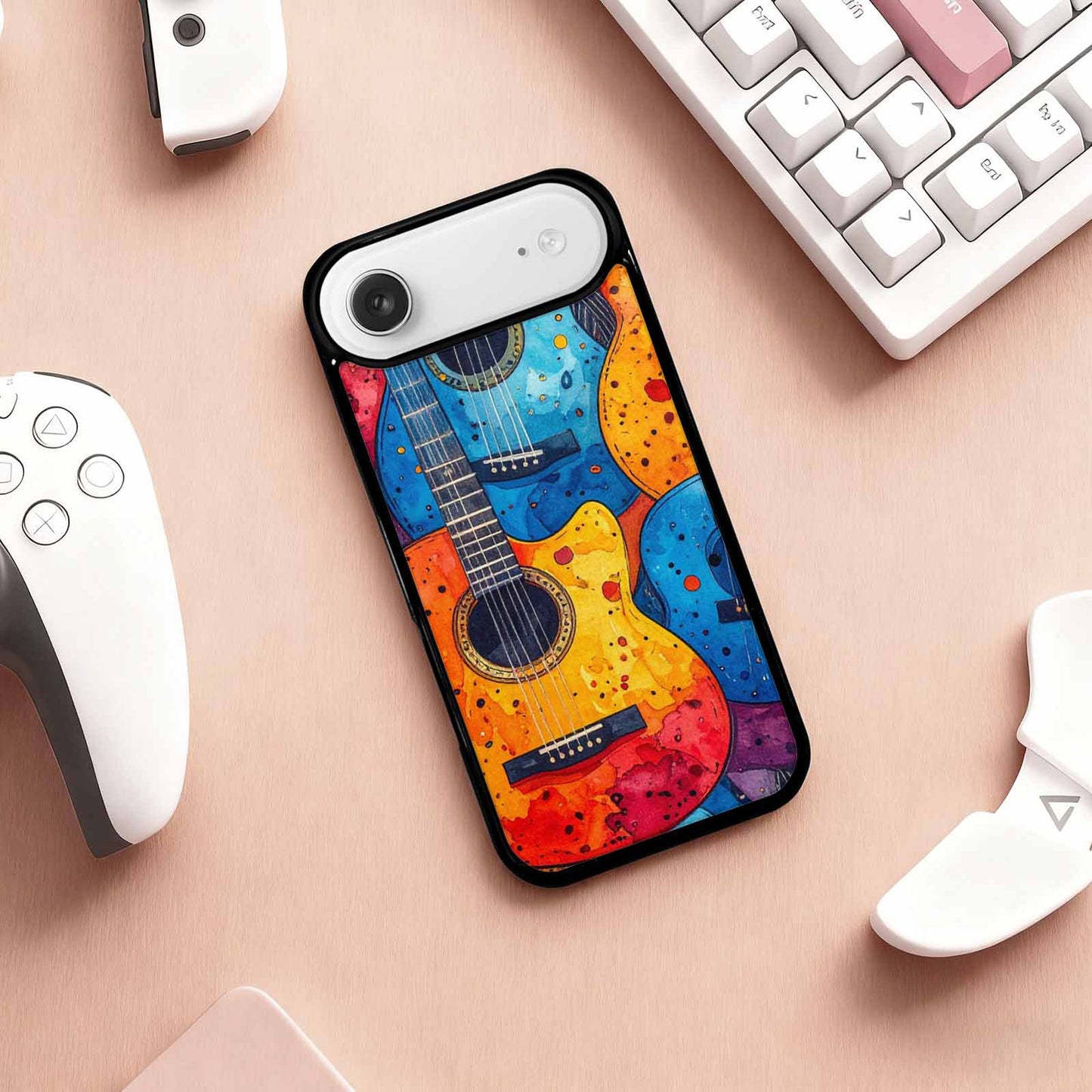 iPhone 17 Air Case — Watercolor Smiley Face Guitar Watercolor Abstract, Custom Designed Case Cover