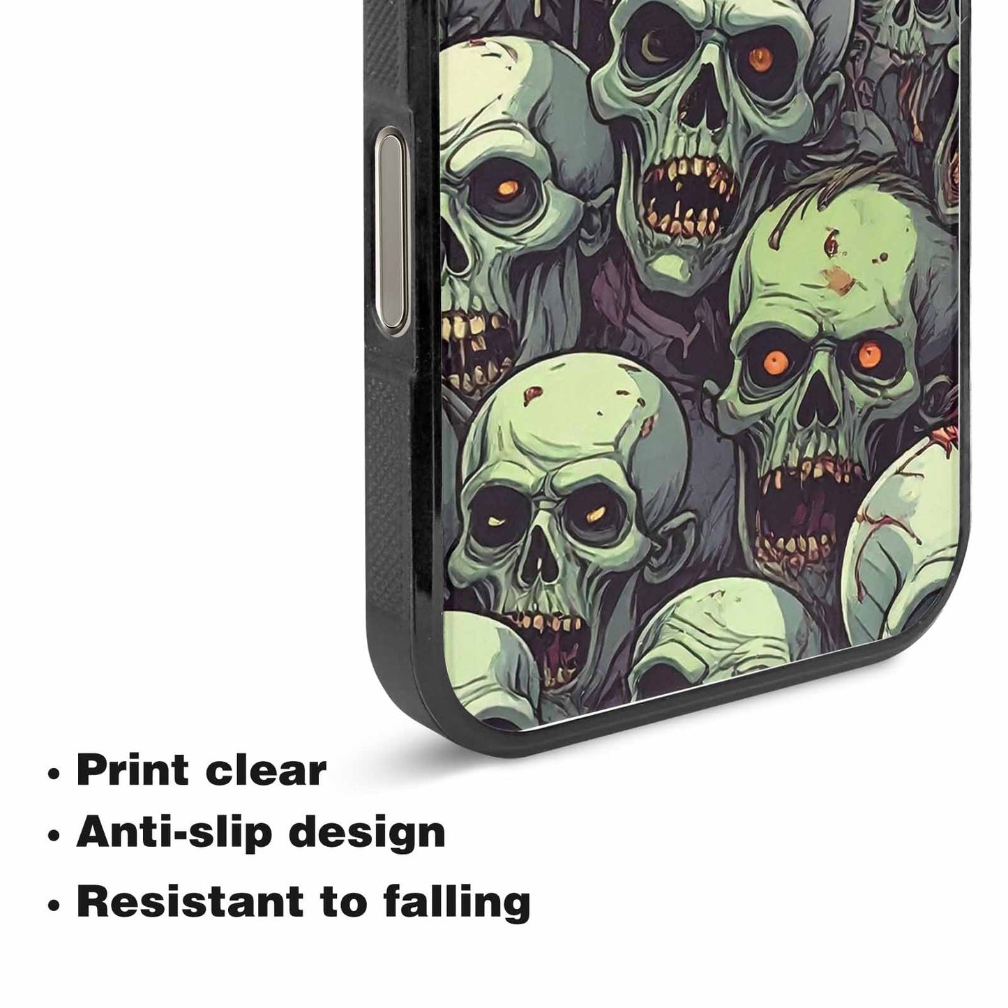 iPhone 15 Pro Max Case — Zombie Head Pattern Hundreds Of Small, Custom Print Case Cover
