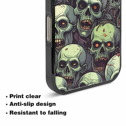 iPhone 15 Pro Max Case — Zombie Head Pattern Hundreds Of Small, Custom Print Case Cover