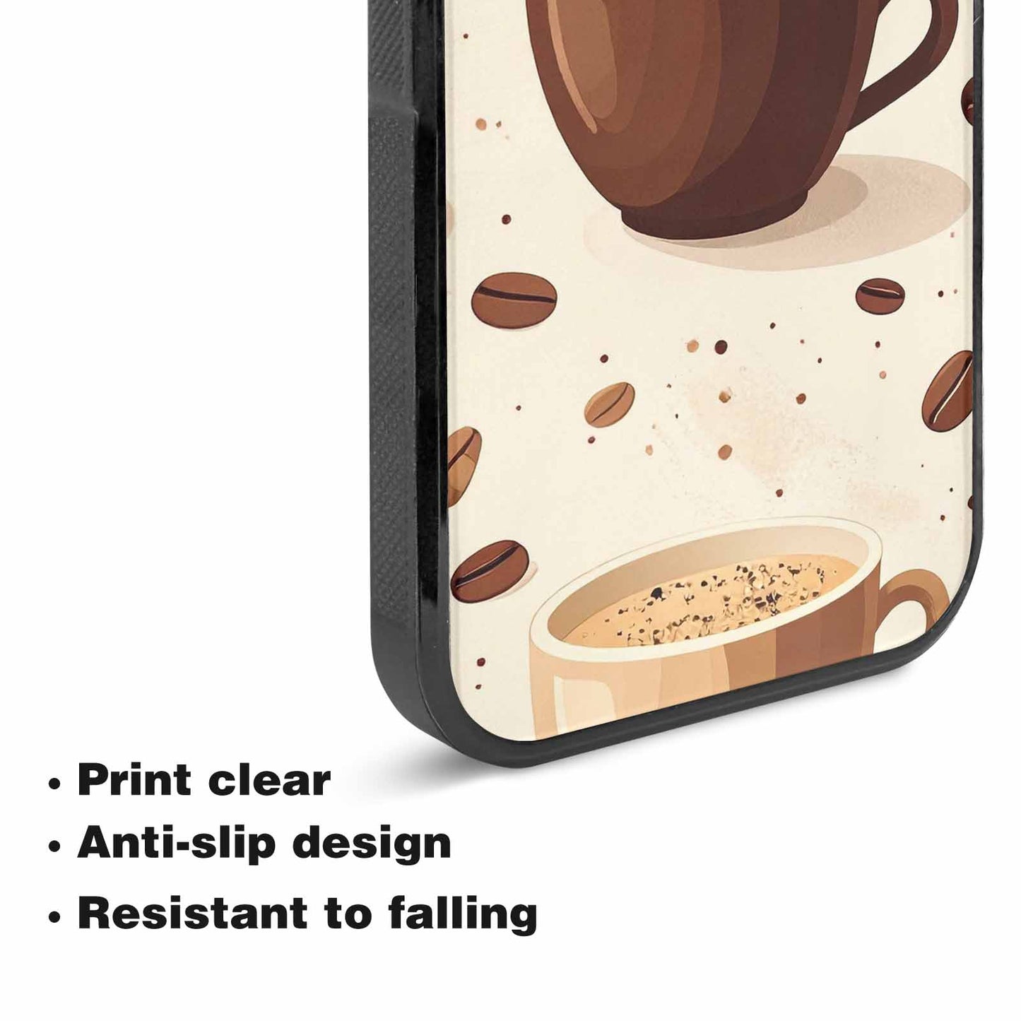 iPhone 15 Plus Case — Coffee Cup And Bean Pattern Seamless, Unique Phone Case Design