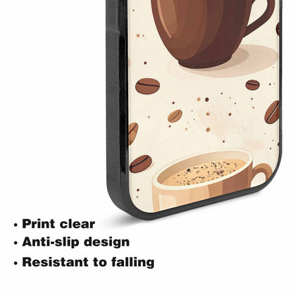 iPhone 15 Plus Case — Coffee Cup And Bean Pattern Seamless, Unique Phone Case Design