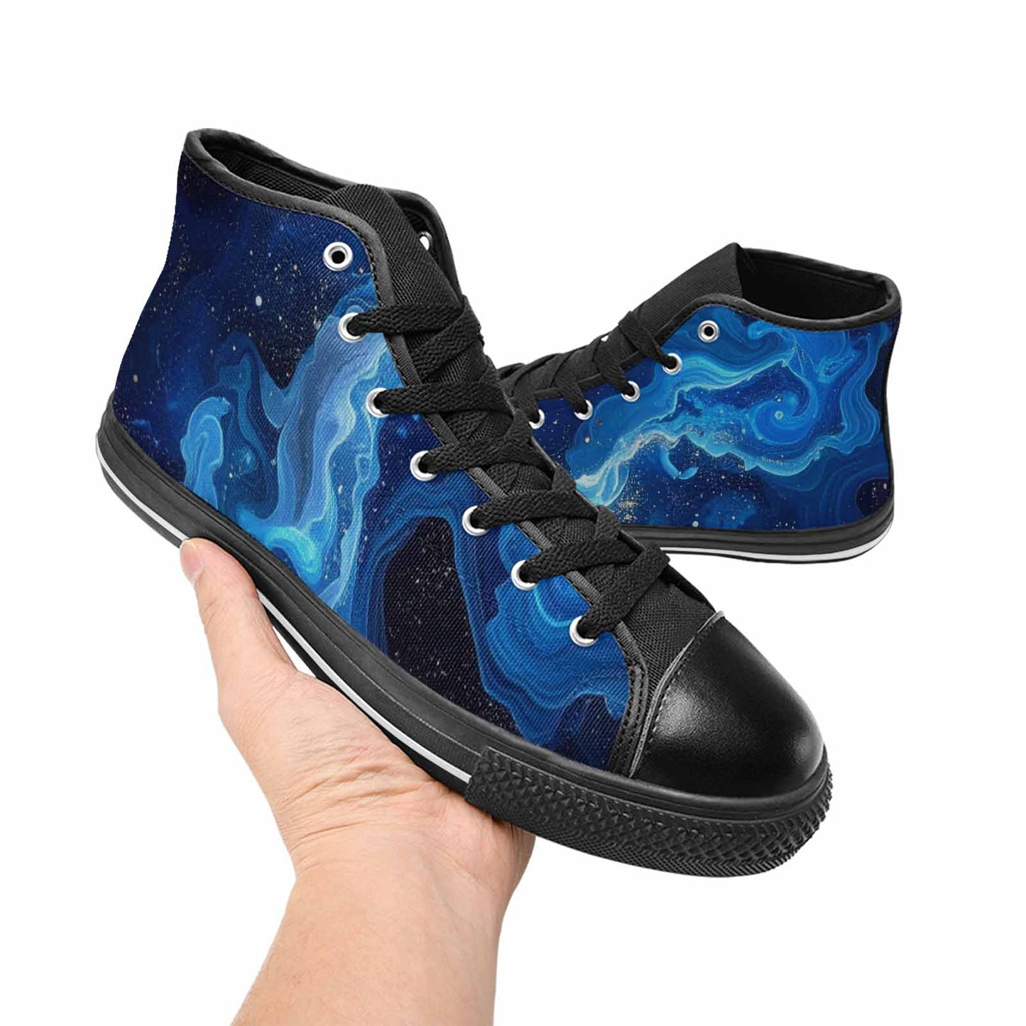 WOMEN'S Galaxy Art - High Top Canvas Vibrant Chaos Custom Sneakers