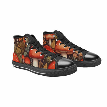 MEN'S Mushroom High Top Canvas Dark Academia Custom Sneakers