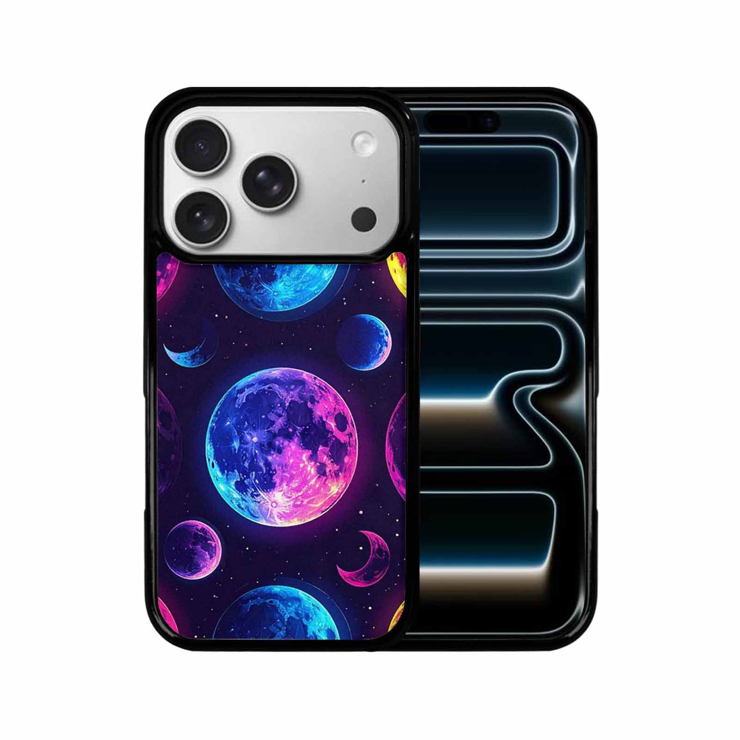 iPhone 17 Pro Case — Neon Winter Moon Seamless Cartoon Cute, Custom Printed Phone Case