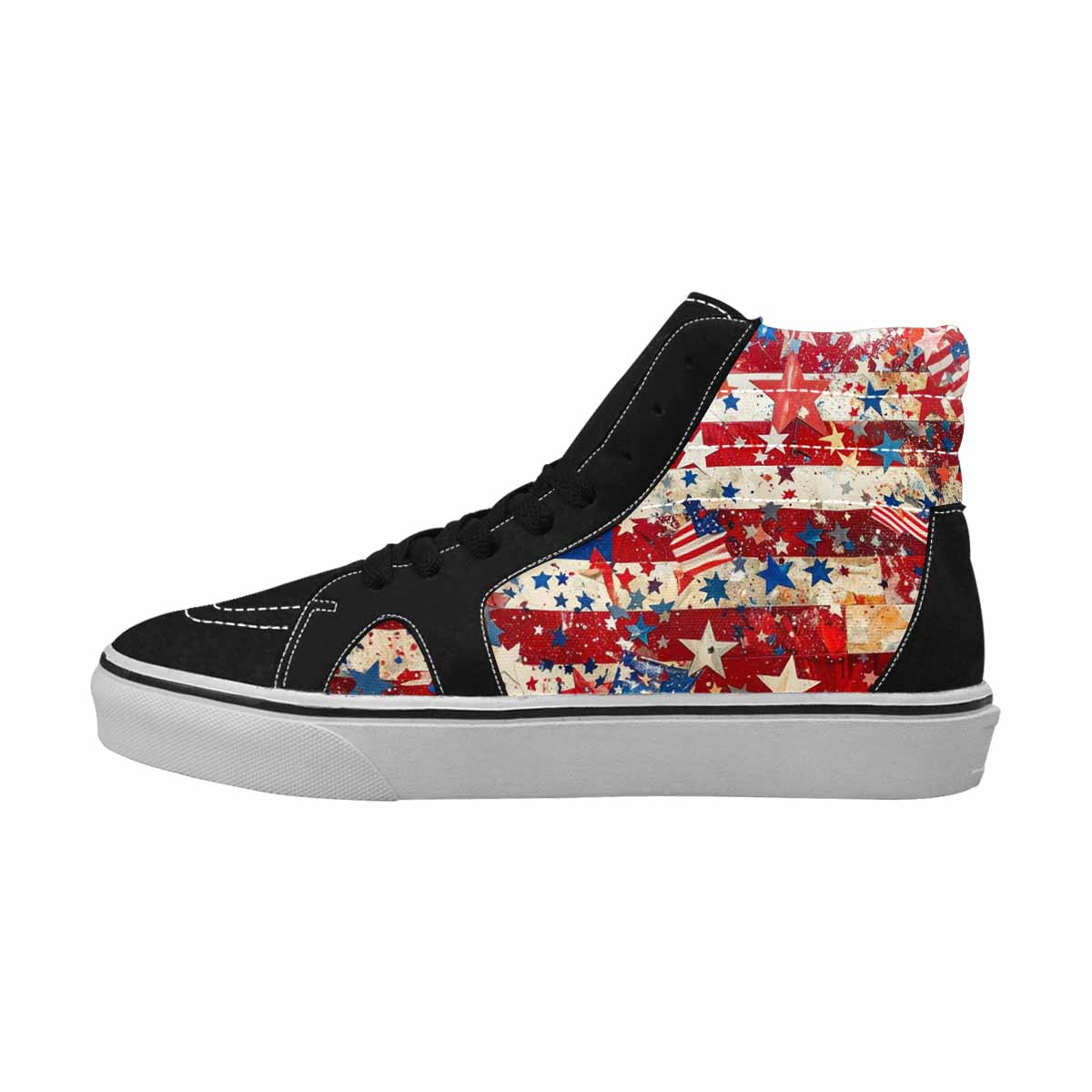 MEN'S Patriotic High Top Canvas Graphic Print Dark Academia Handmade Custom Shoes