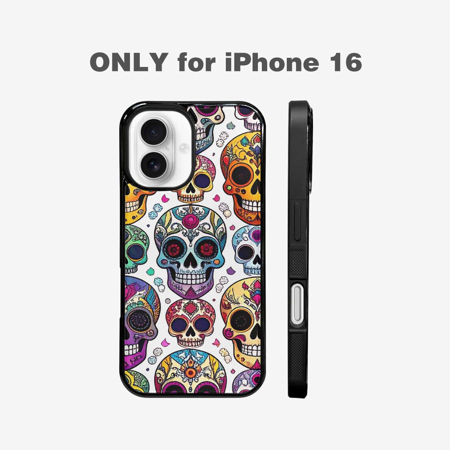 iPhone 16 Case — Vibrant Skull Seamless, Personalized Phone Case