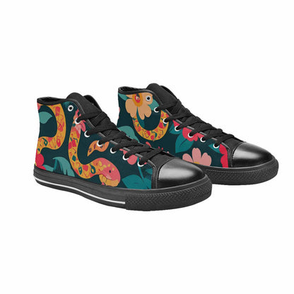 WOMEN'S Floral Snake Print High Top Canvas Aesthetic Sneakers