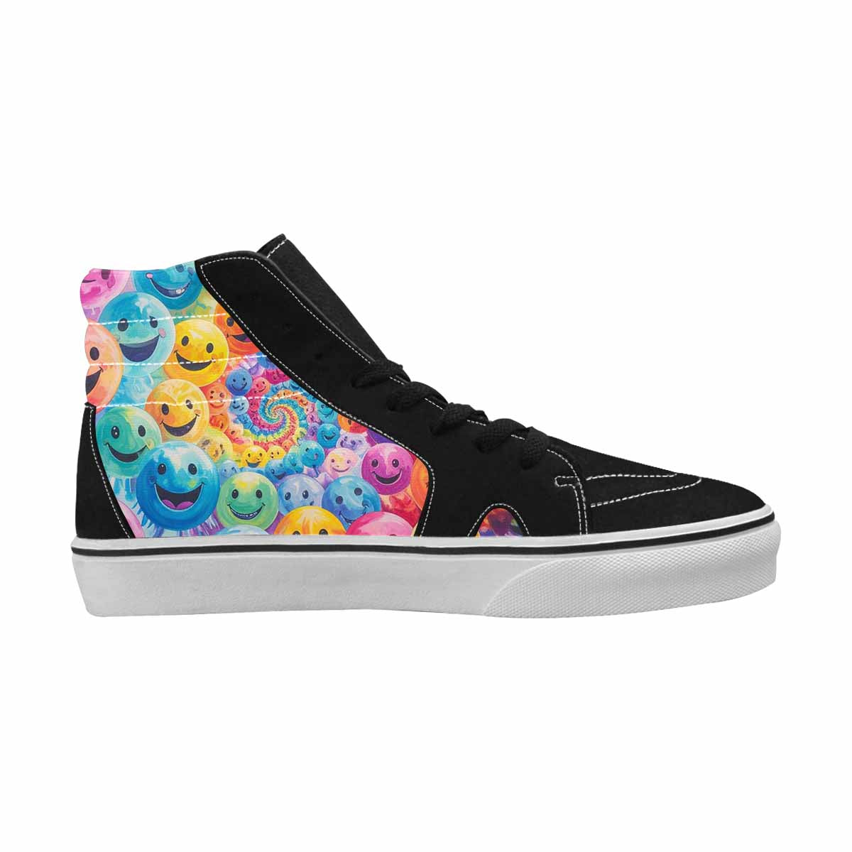MEN'S Smiley Facessmiley Faces  High Top Canvas Melting Art Sneakers