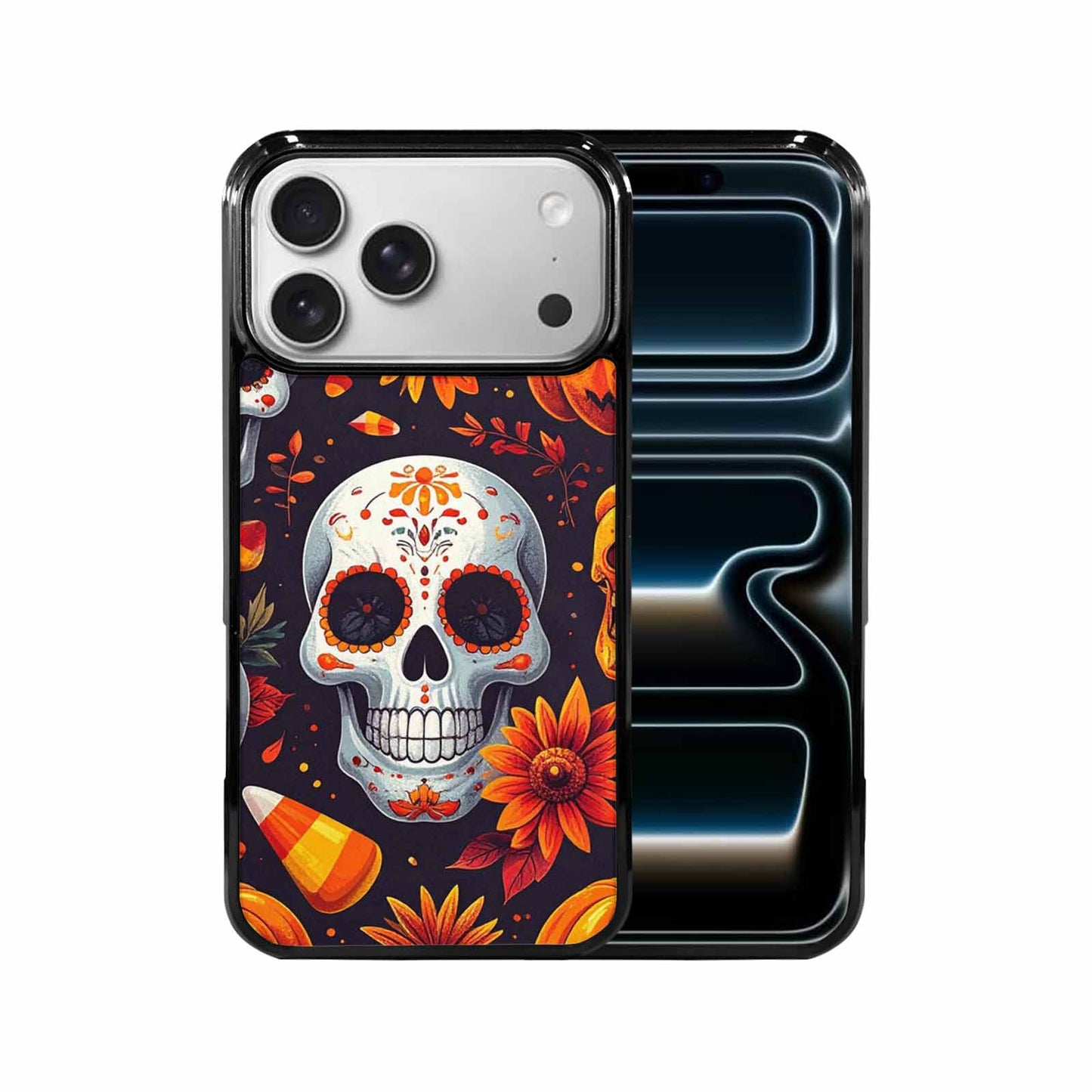 iPhone 17 Pro Max Case — Halloween Art Print Edge Gothic Skulls, Custom Made Phone Cover