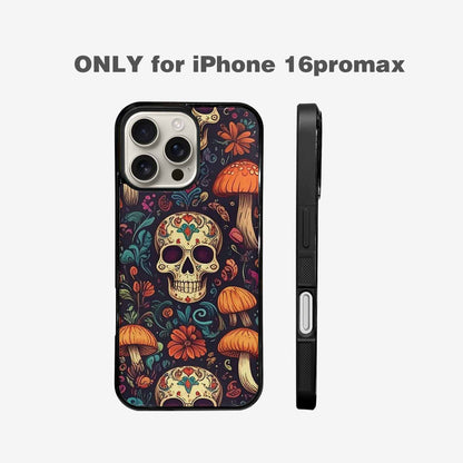 iPhone 16 Pro Max Case — Mushrooms And Skulls, Custom Printed Phone Case