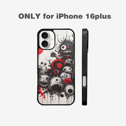 iPhone 16 Plus Case — Multi Eye Monster Black Red Ink, Custom Art Phone Cover