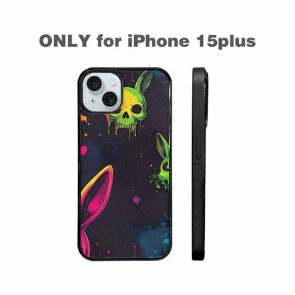 iPhone 15 Plus Case — Radioactive Ghost Bunny Skull Small Radioactive, Customized Protective Case