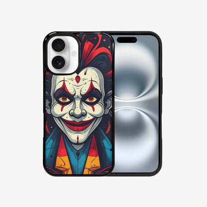 iPhone 16 Case — Evil Circus Heads Faces Overlapping Patterns, Custom Printed Phone Case