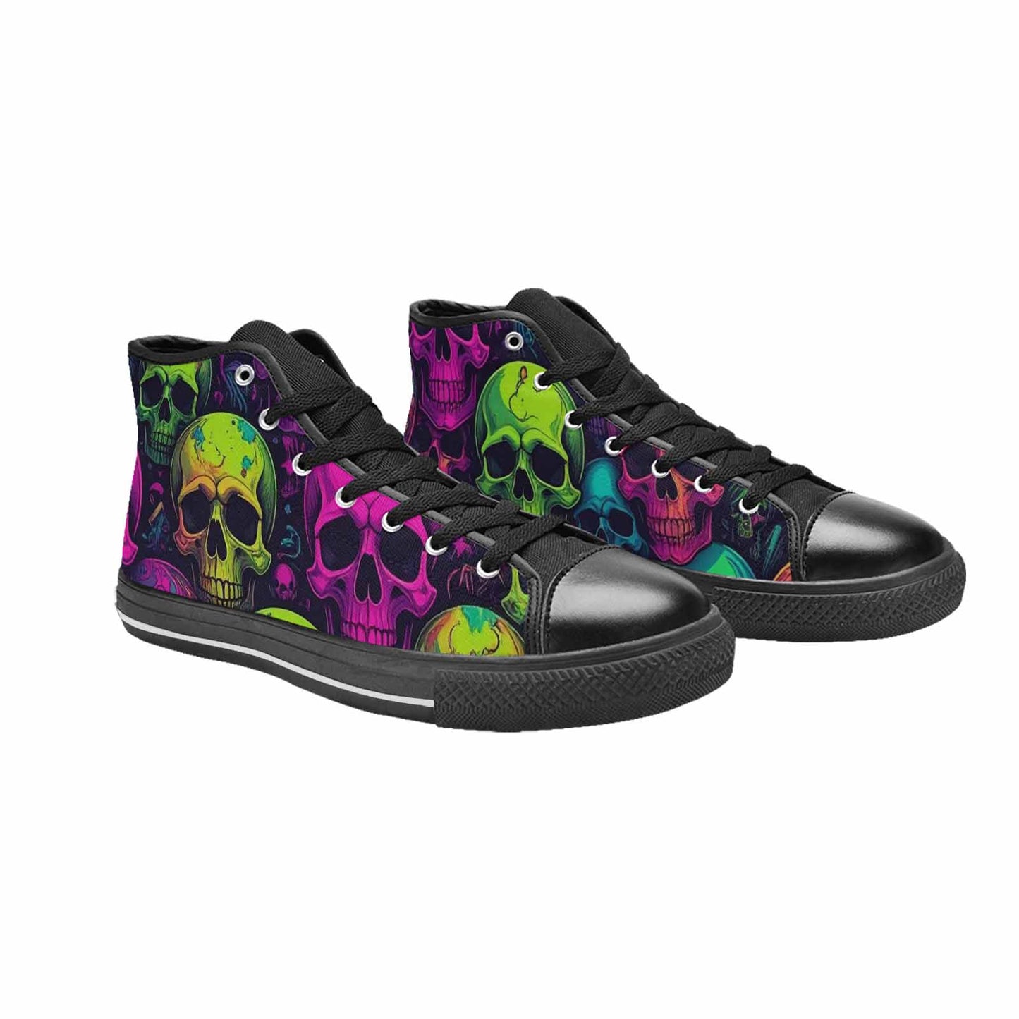 MEN'S Skulls - Neon High Top Canvas Neon Fantasy Sneakers