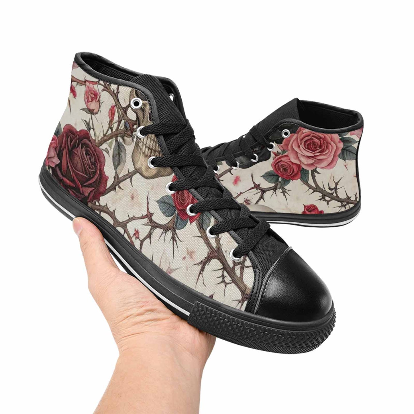 MEN'S Skulls - Roses High Top Canvas Cottagecore Shoes