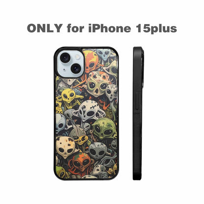 iPhone 15 Plus Case — Aliens Camo Aliens Pattern Hundreds Of, Custom Designed Case Cover