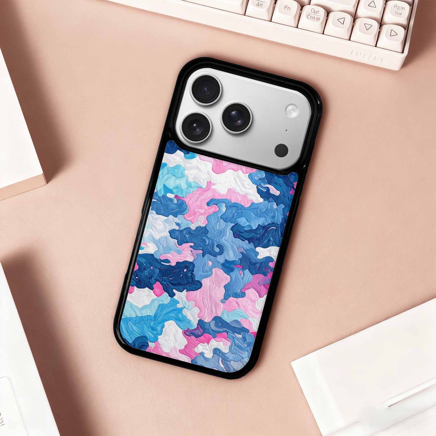 iPhone 17 Pro Case — Vivid Camo Transgender Pride Camo, Unique Phone Case Design