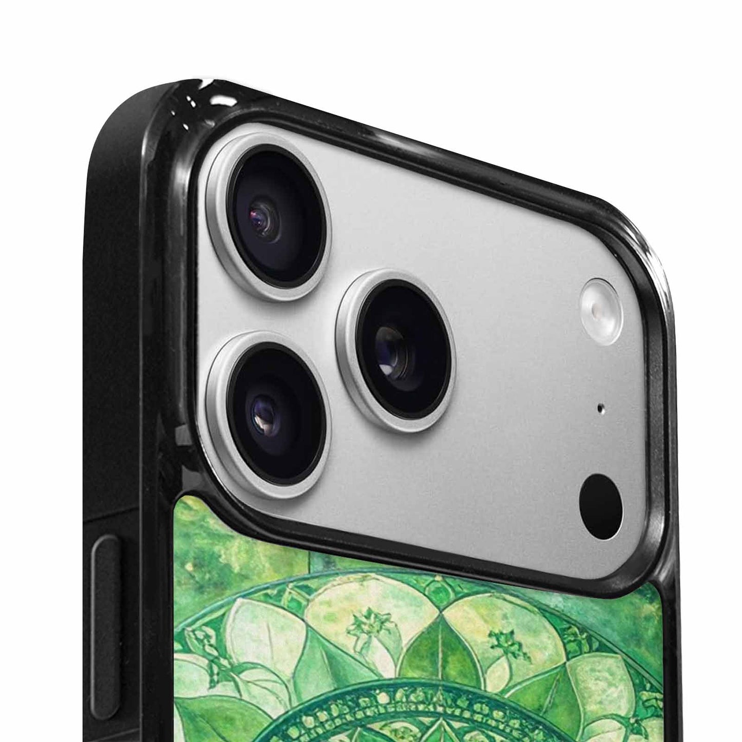 iPhone 17 Pro Case — Green Mandala Bohemian Print Edge Original, Personalized Phone Case