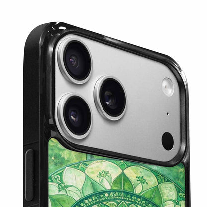 iPhone 17 Pro Case — Green Mandala Bohemian Print Edge Original, Personalized Phone Case