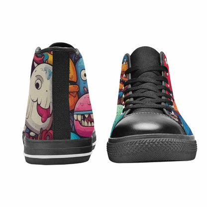 MEN'S Cartoon Monster Character High Top Canvas Grunge Custom Sneakers