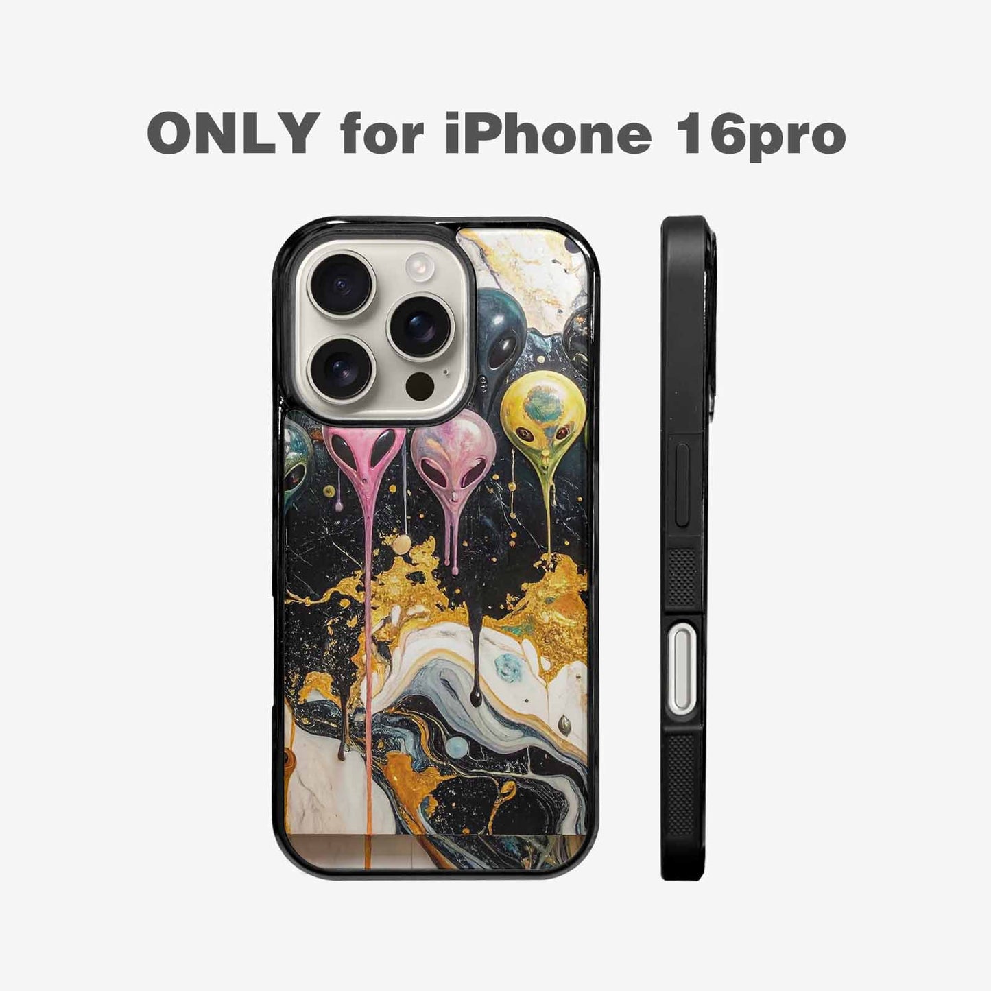 iPhone 16 Pro Case — Aliens Marblemelting Aliens Pa, Custom Printed Phone Case