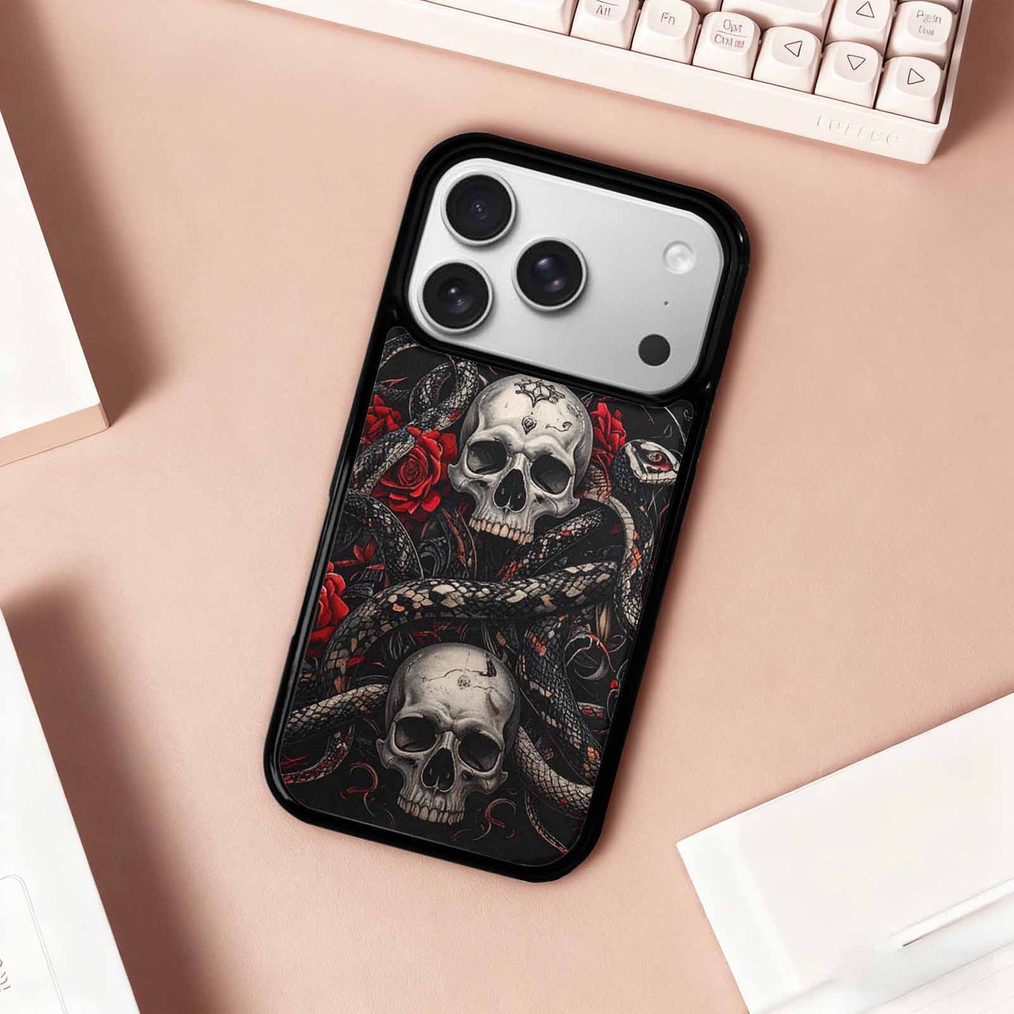 iPhone 17 Pro Case — Skull Dark Art Gothic Print Gothic, Custom Designed Case Cover
