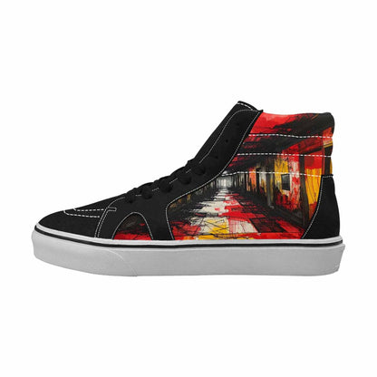 WOMEN'S Liminal Black & Red Ink High Top Canvas Streetwear Grunge Custom Canvas Shoes
