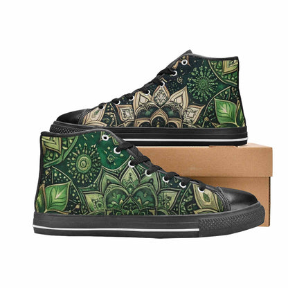WOMEN'S Mandala High Top Canvas Neon Fantasy Shoes