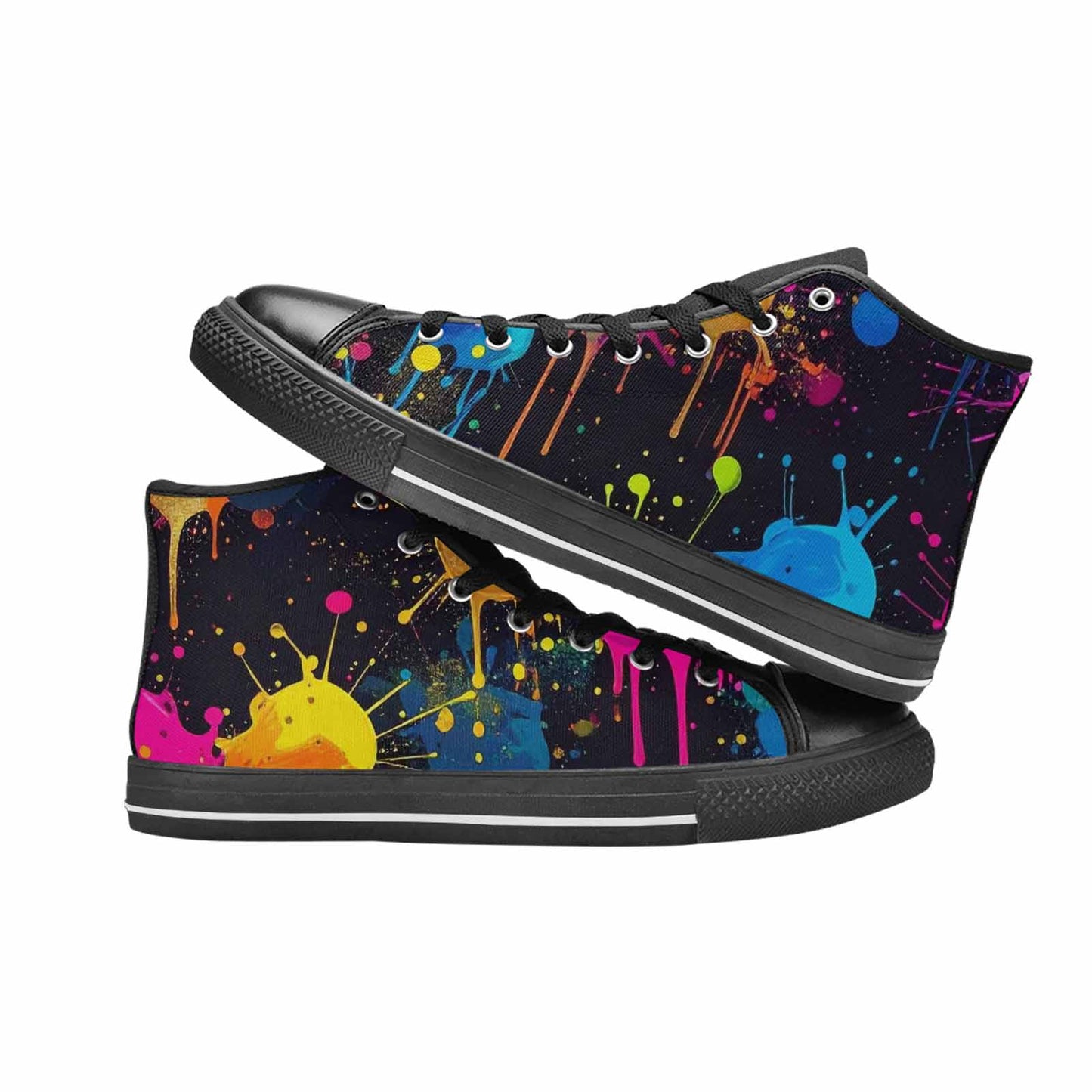 MEN'S Paint Splatter High Top Canvas Wallpaper Art Custom Sneakers