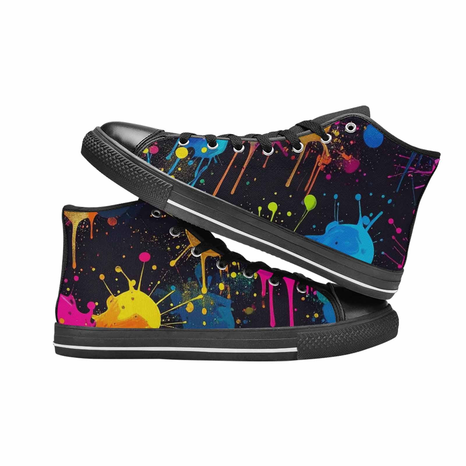 MEN'S Paint Splatter High Top Canvas Wallpaper Art Custom Sneakers